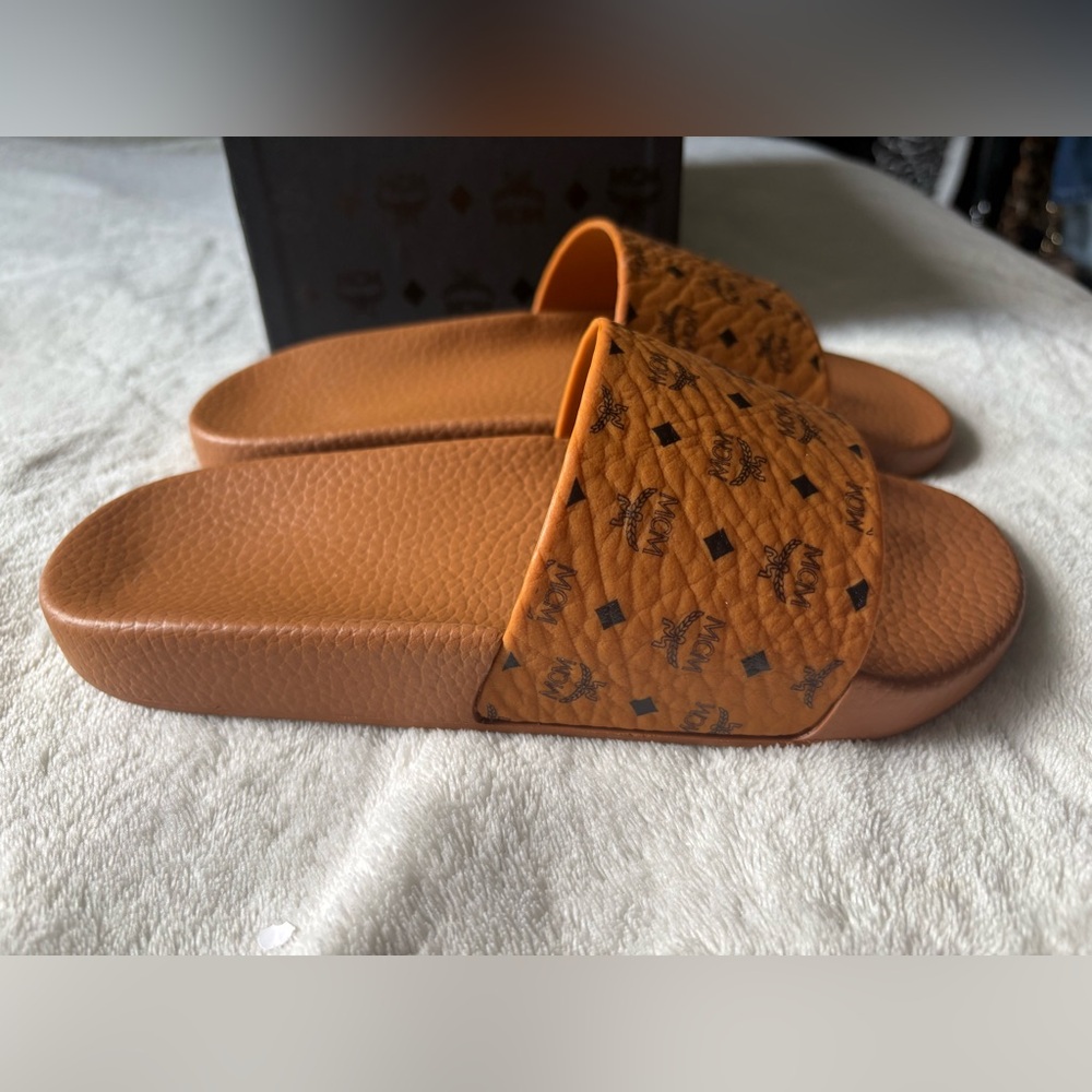 MCM Women's Tan Slide Sandals - Picture 8 of 14
